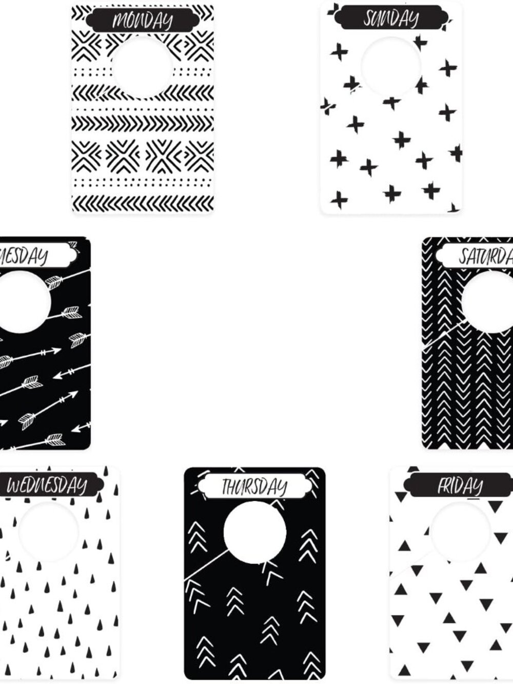 Day Of The Week Closet Dividers/Closet Organizer for Weekly Planning/Modern Clot